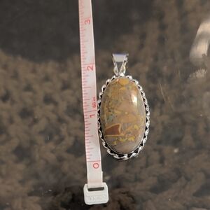 Silver and Brown Pendant Necklace